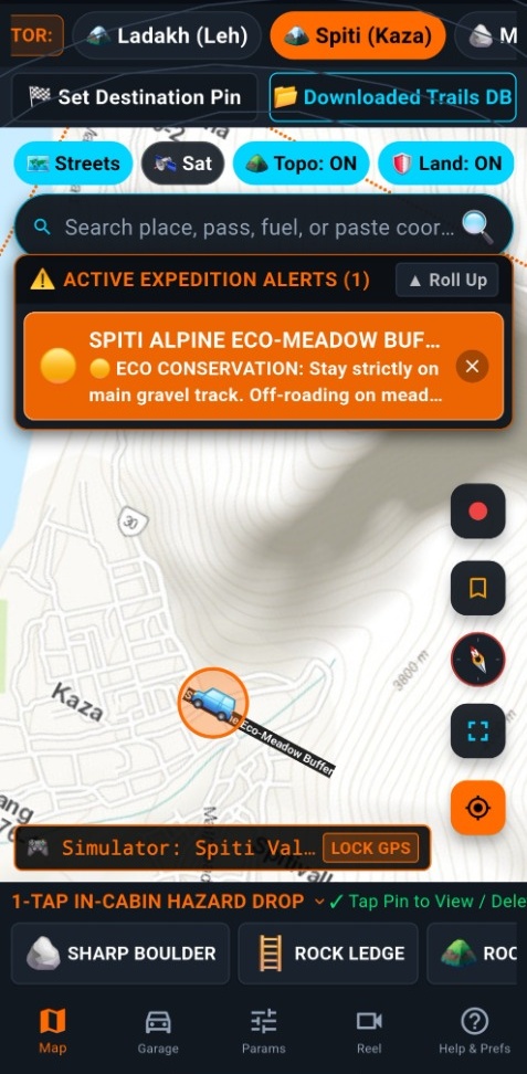 Offline Topographic Vector Map with Hazard Radar in zero cellular signal